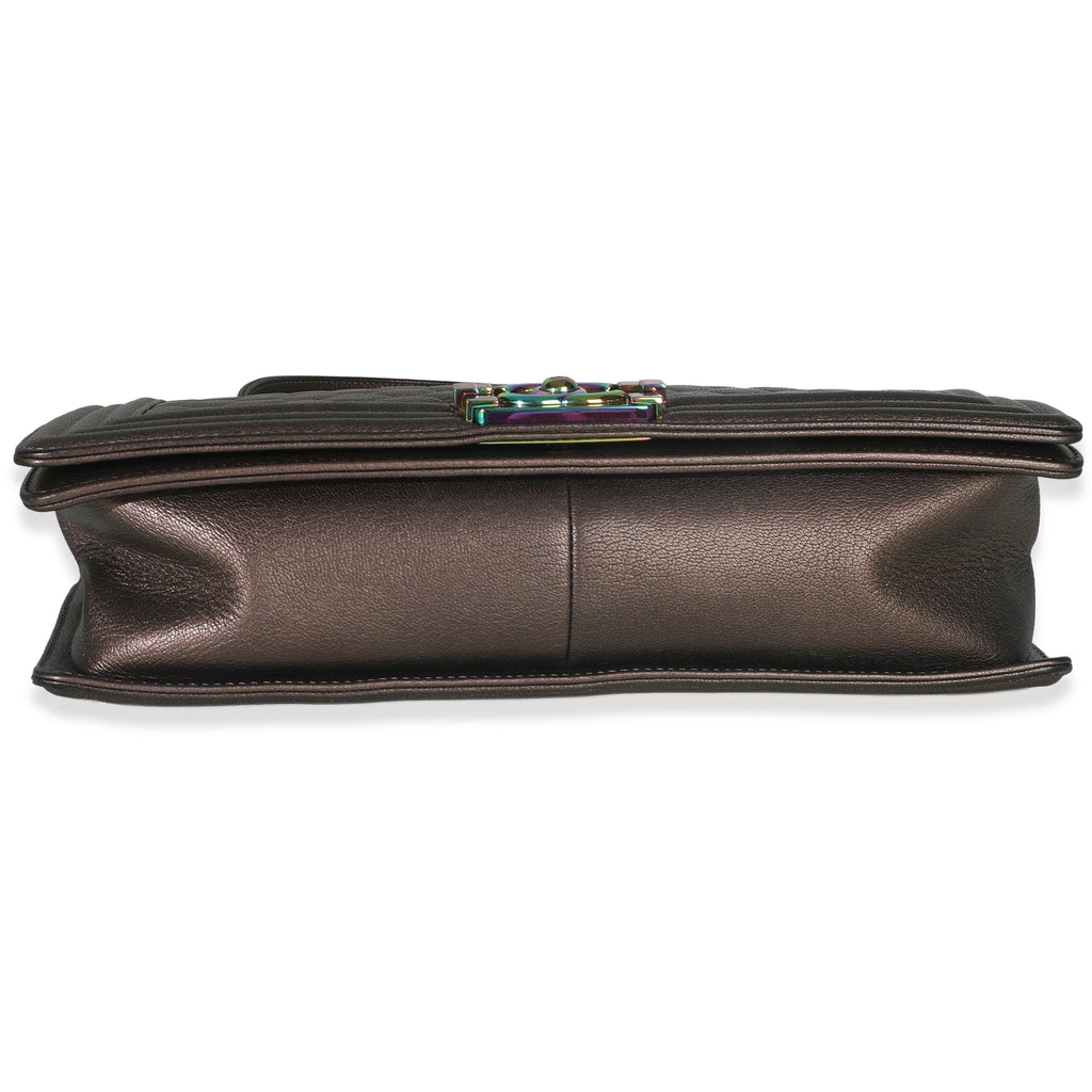 Bronze Purple Iridescent Quilted Goatskin New Medium Boy Bag