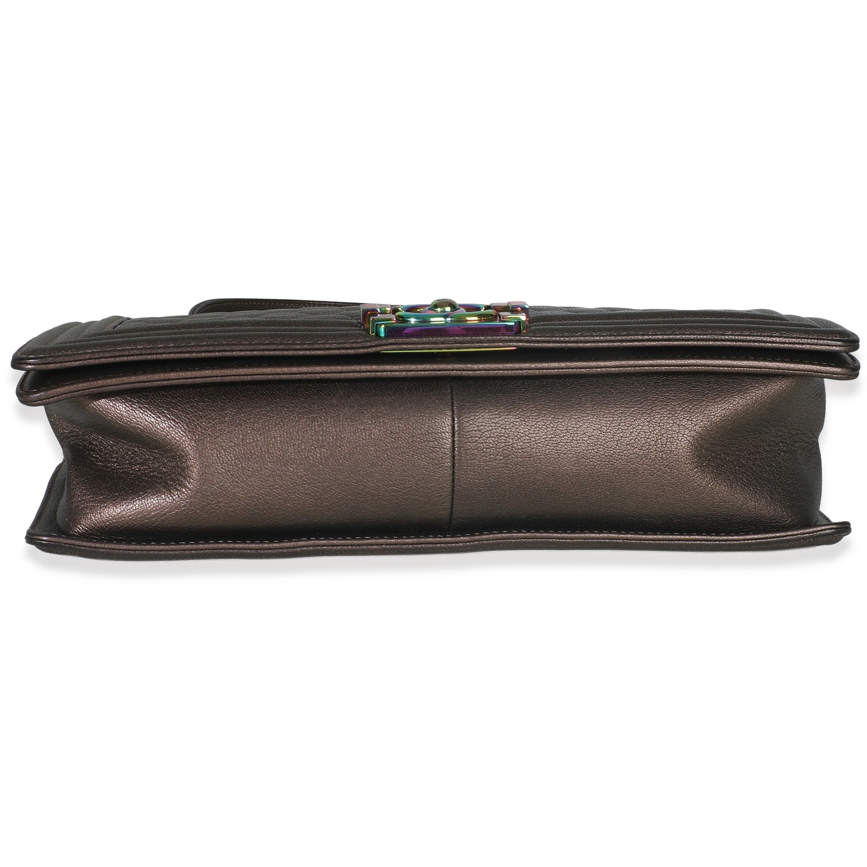 Bronze Purple Iridescent Quilted Goatskin New Medium Boy Bag