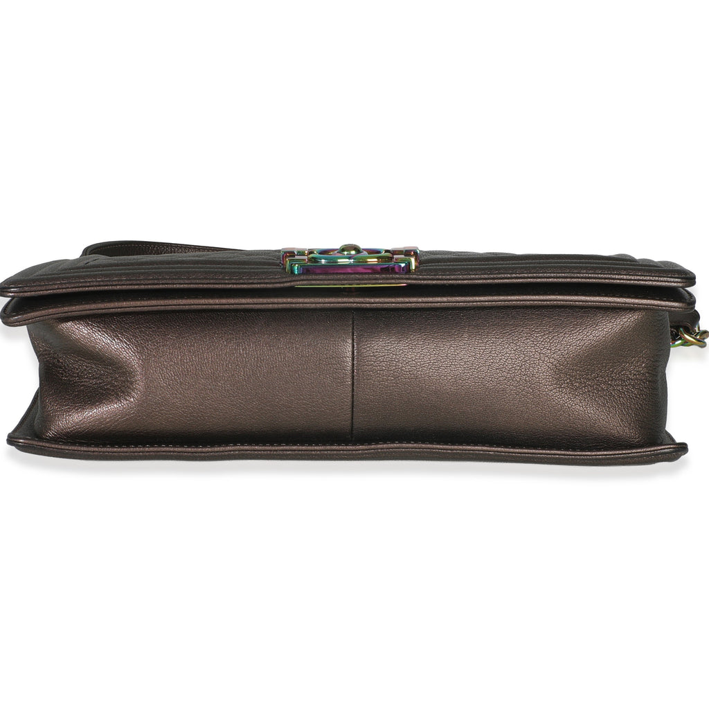 Bronze Purple Iridescent Quilted Goatskin New Medium Boy Bag