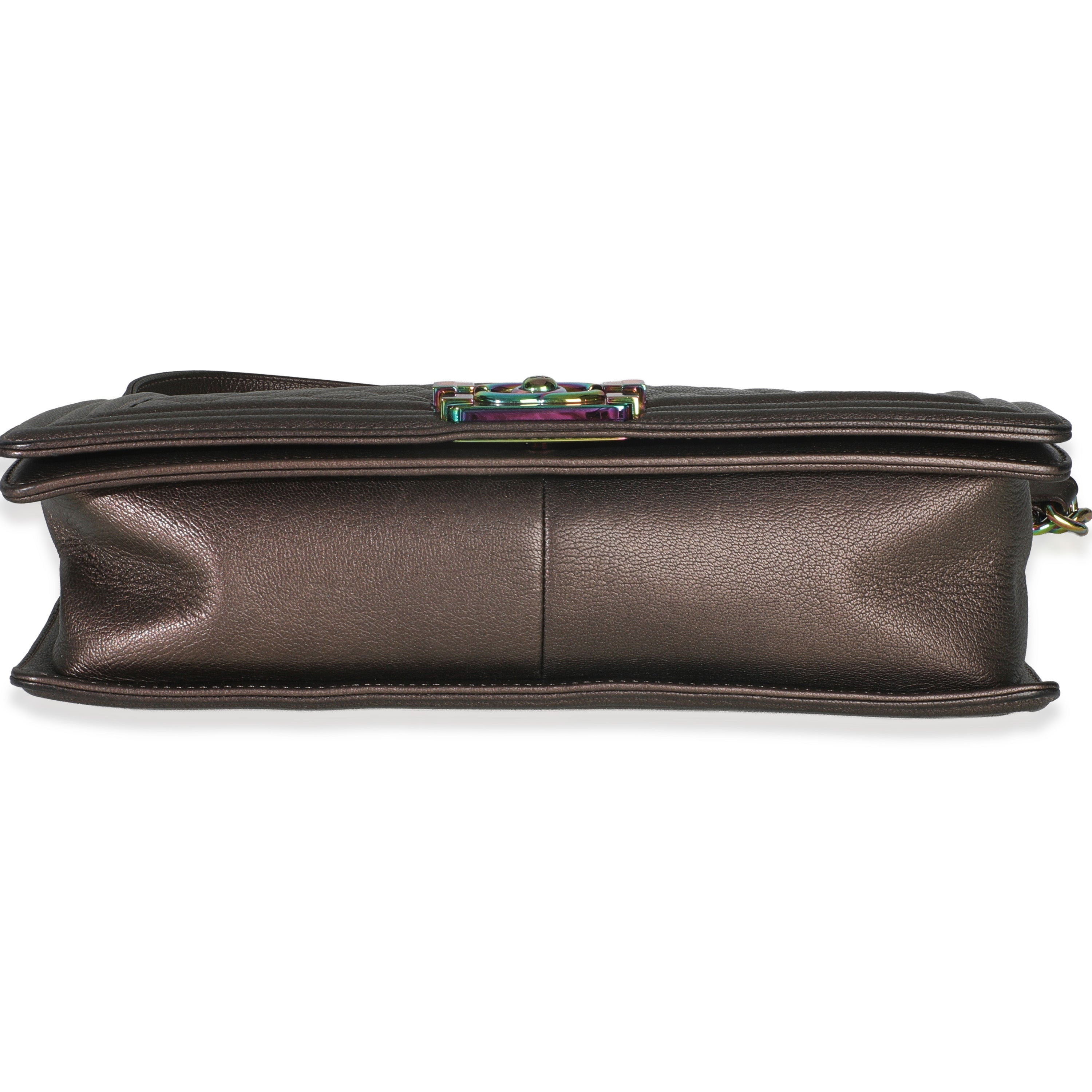 Bronze Purple Iridescent Quilted Goatskin New Medium Boy Bag