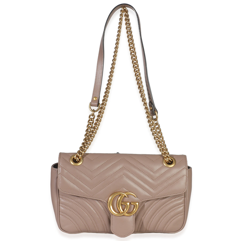 Porcelain Rose Calfskin Matelasse Medium GG Marmont Shoulder Bag
