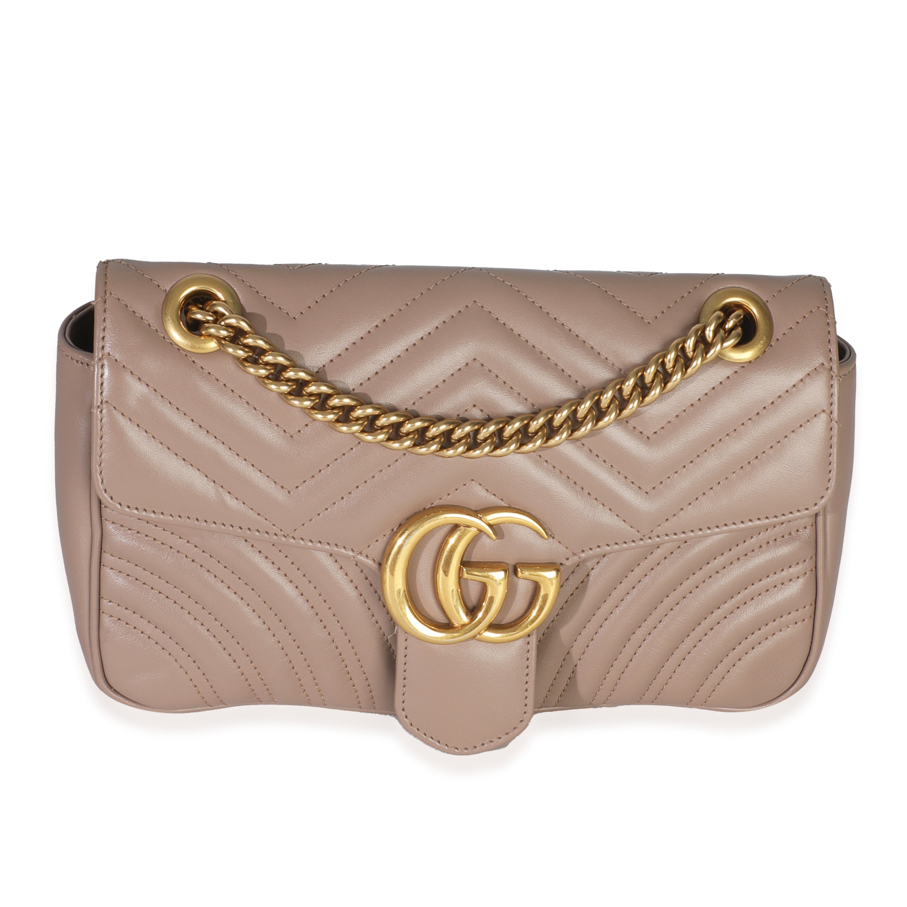 Porcelain Rose Calfskin Matelasse Medium GG Marmont Shoulder Bag