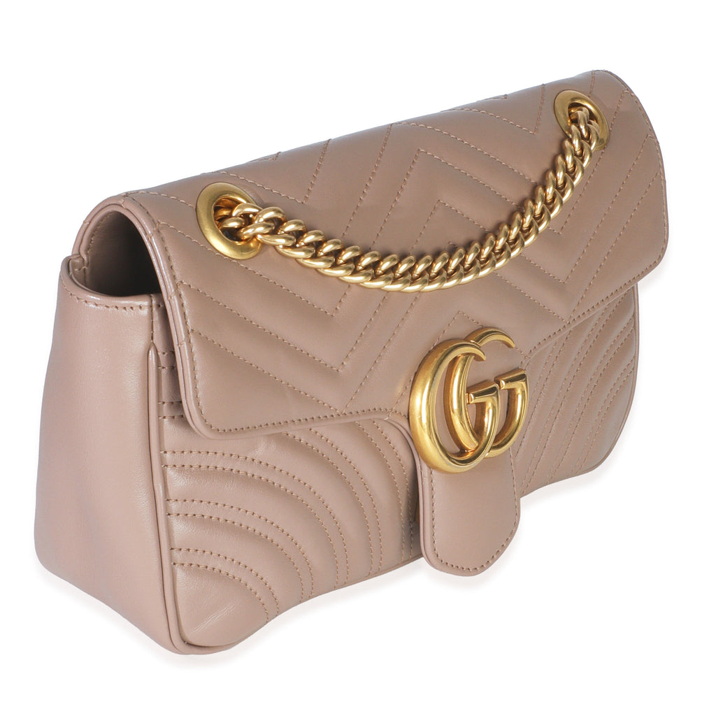 Porcelain Rose Calfskin Matelasse Medium GG Marmont Shoulder Bag