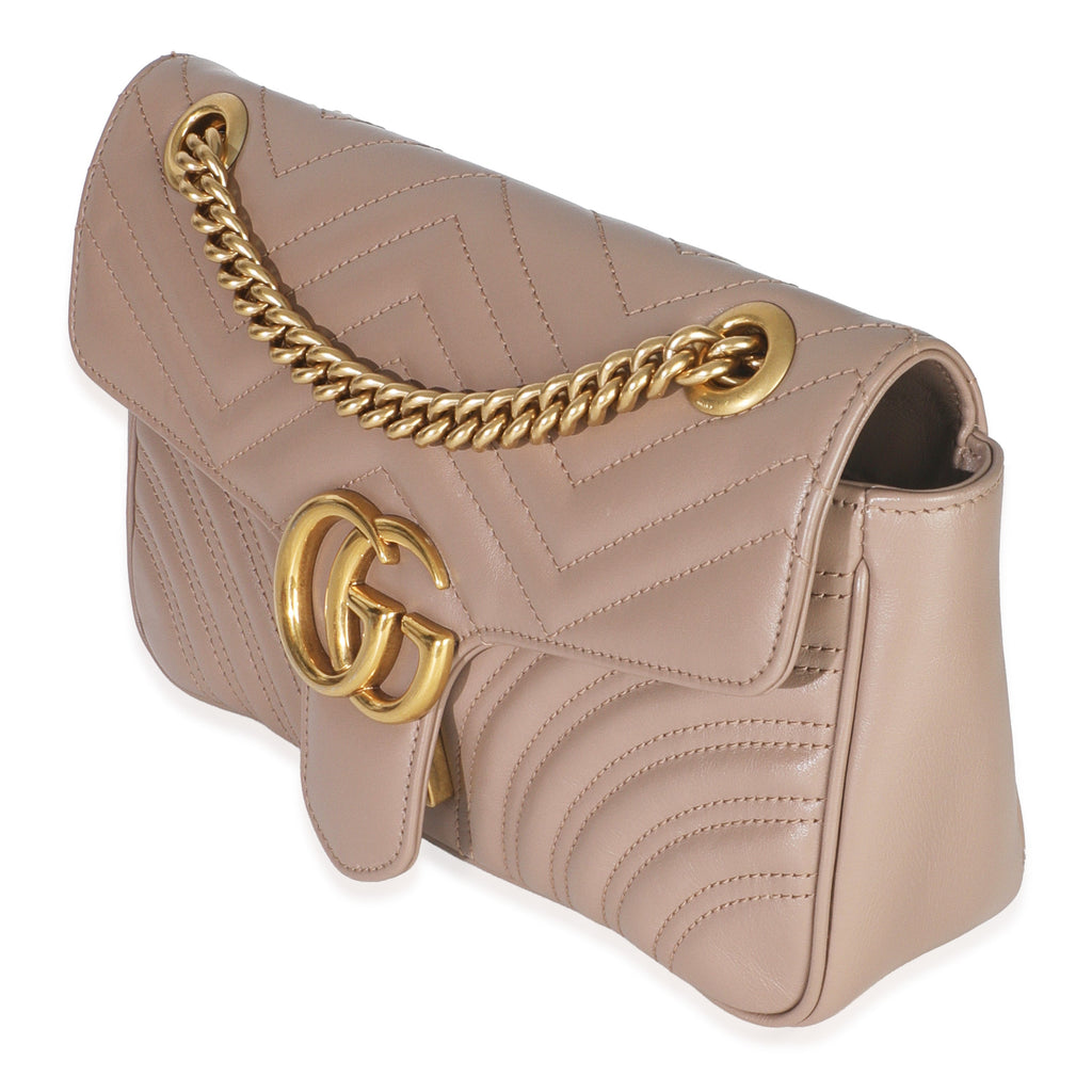Porcelain Rose Calfskin Matelasse Medium GG Marmont Shoulder Bag