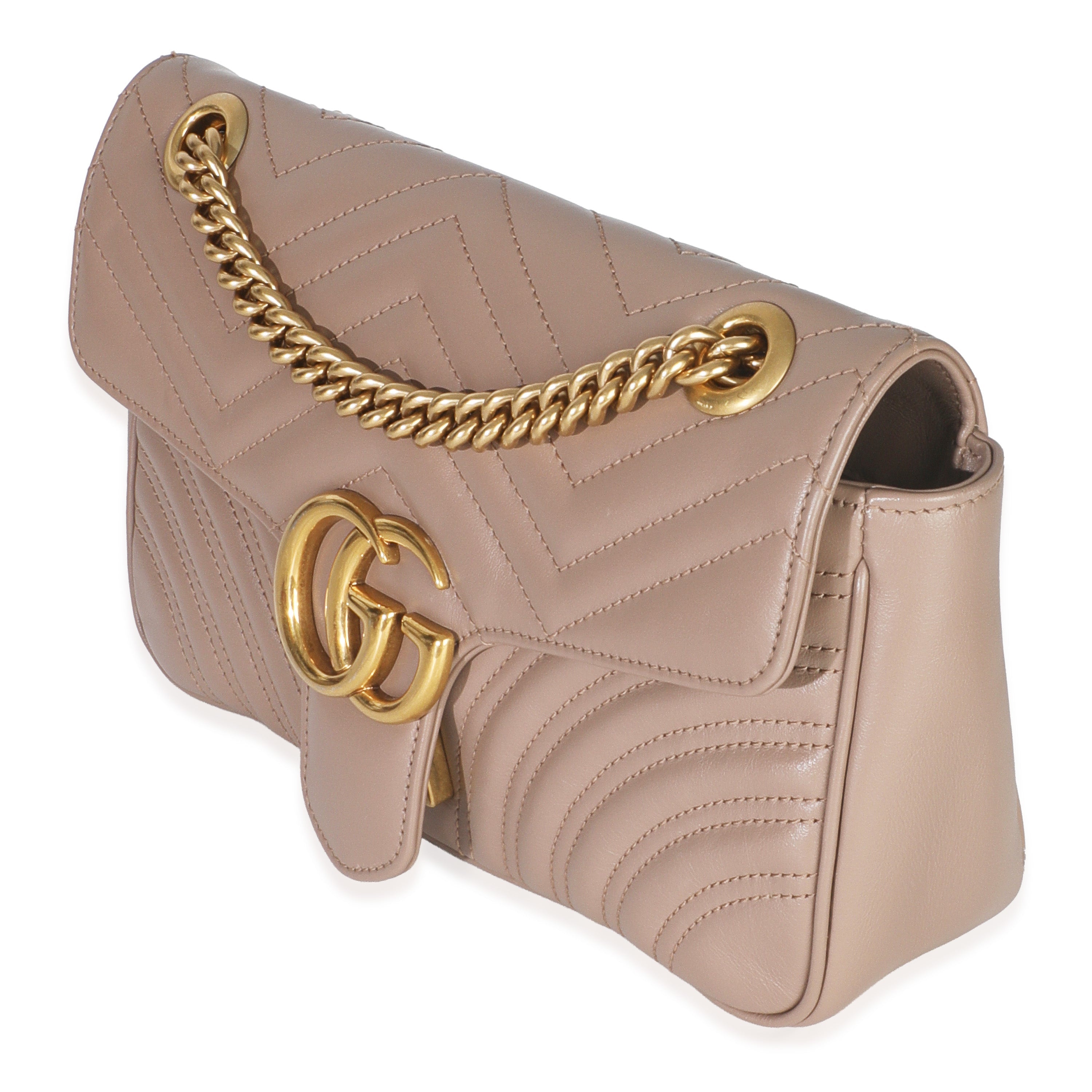 Porcelain Rose Calfskin Matelasse Medium GG Marmont Shoulder Bag