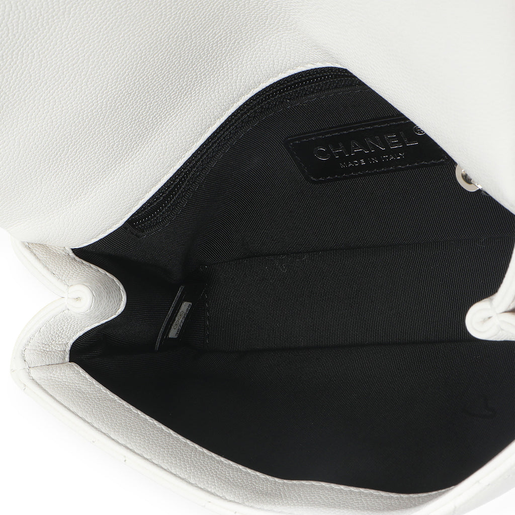 White Quilted Caviar Mini My Everything Flap Handbag
