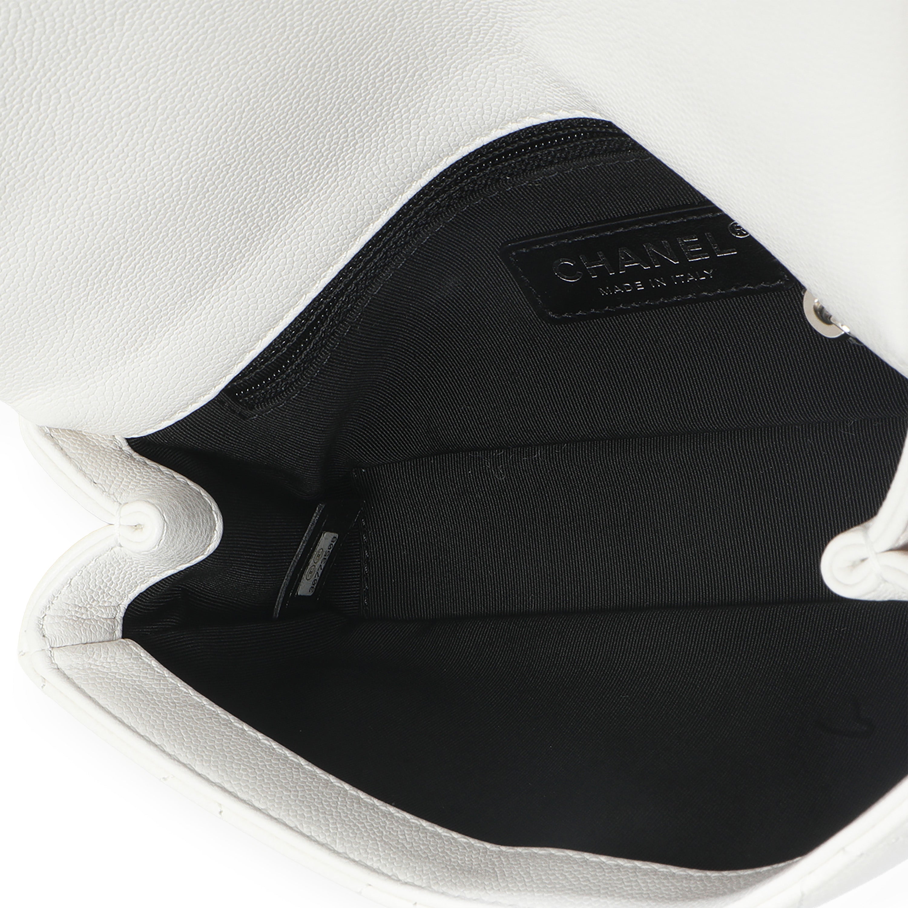 White Quilted Caviar Mini My Everything Flap Handbag