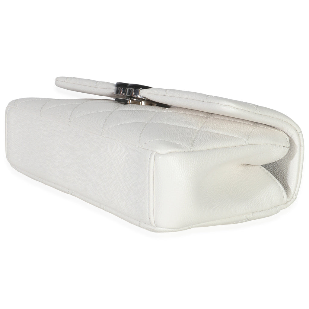 White Quilted Caviar Mini My Everything Flap Handbag