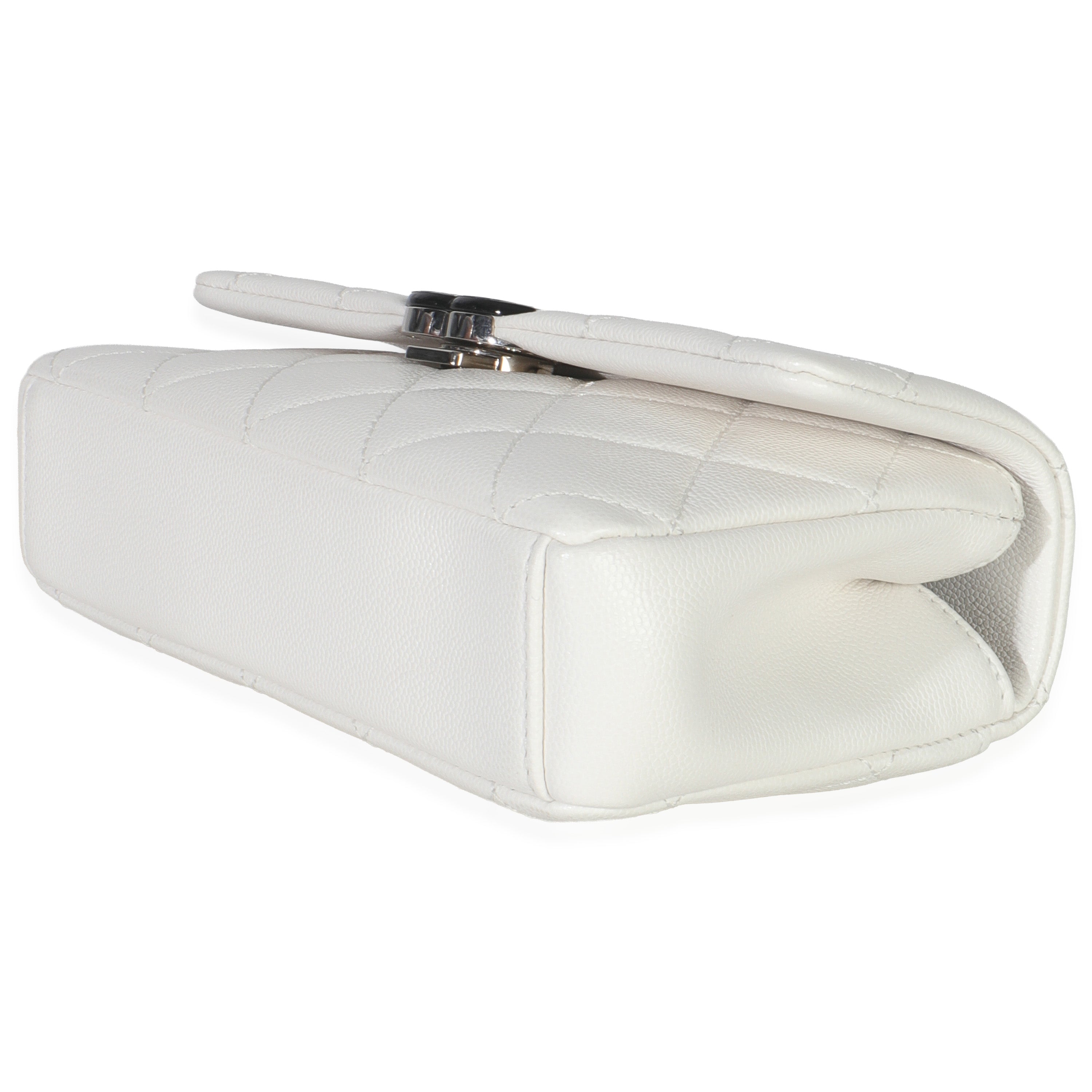 White Quilted Caviar Mini My Everything Flap Handbag