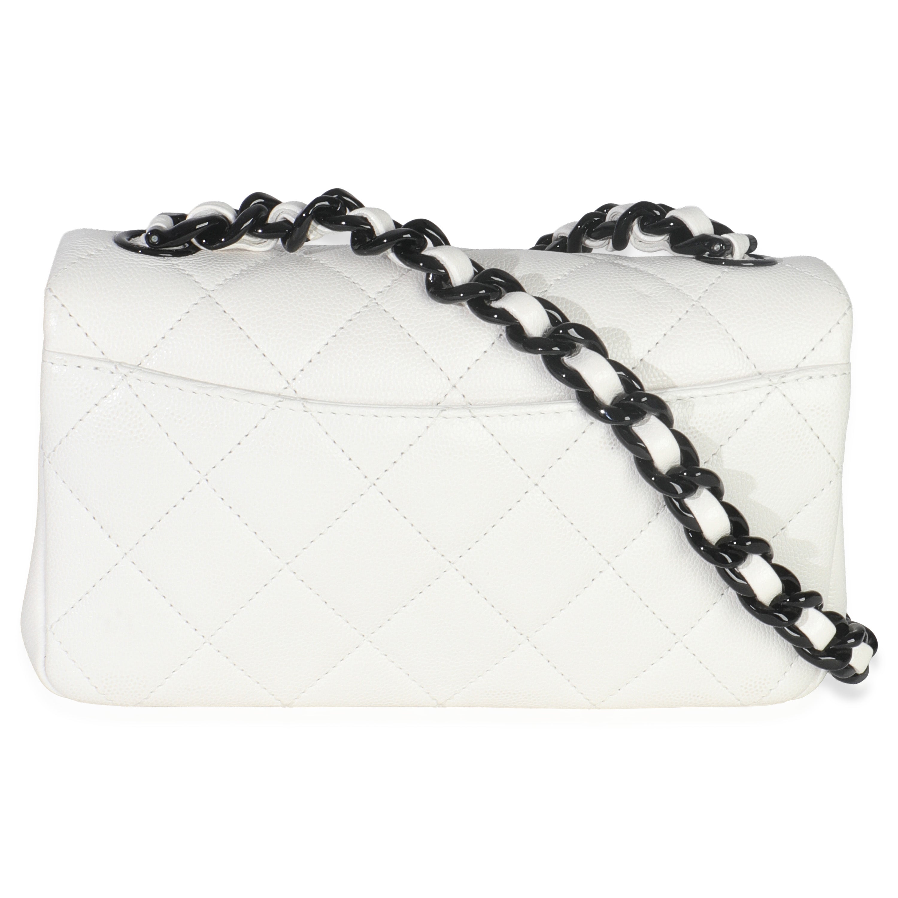 White Quilted Caviar Mini My Everything Flap Handbag