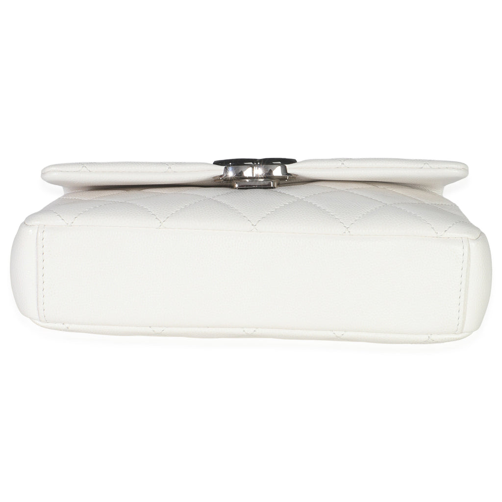 White Quilted Caviar Mini My Everything Flap Handbag