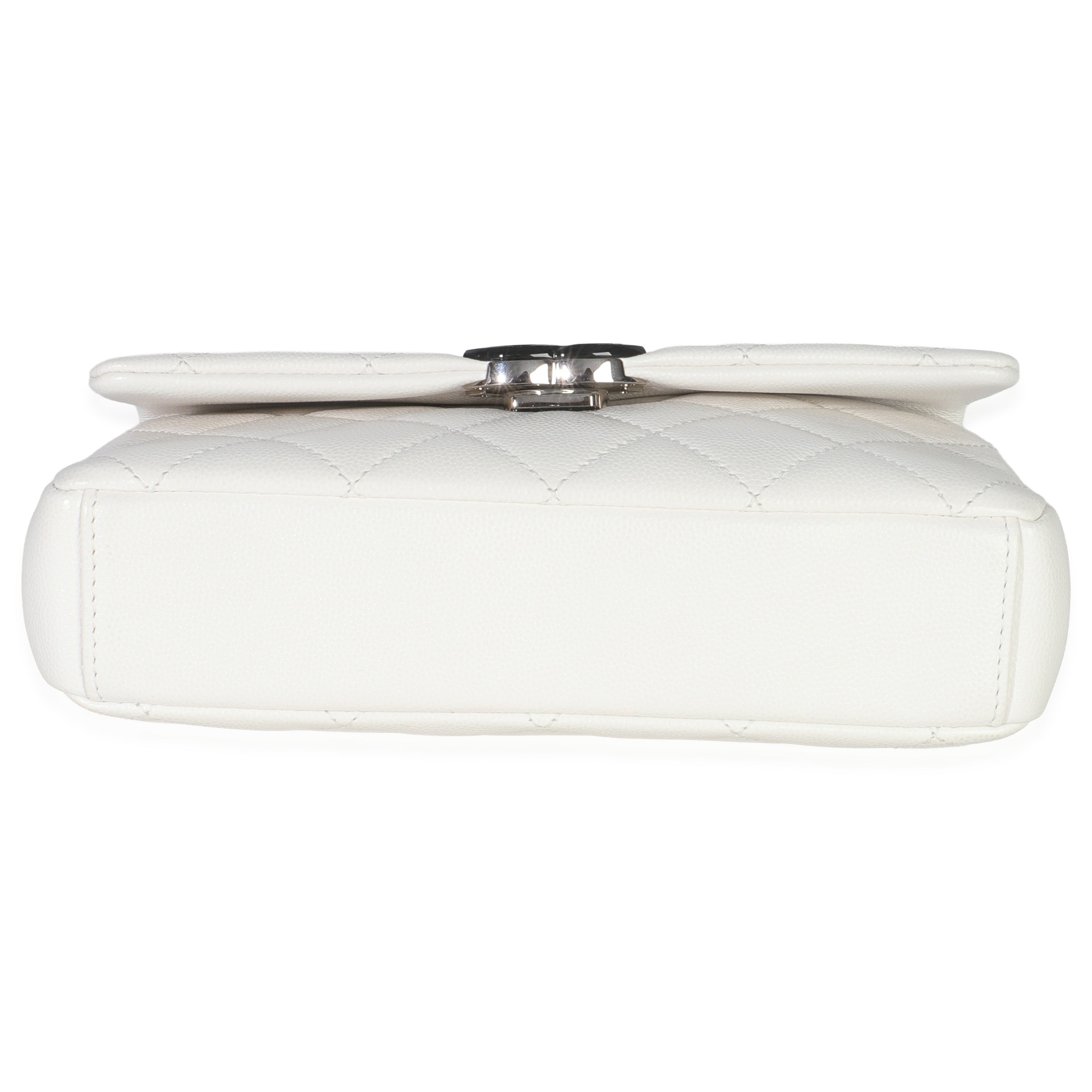 White Quilted Caviar Mini My Everything Flap Handbag