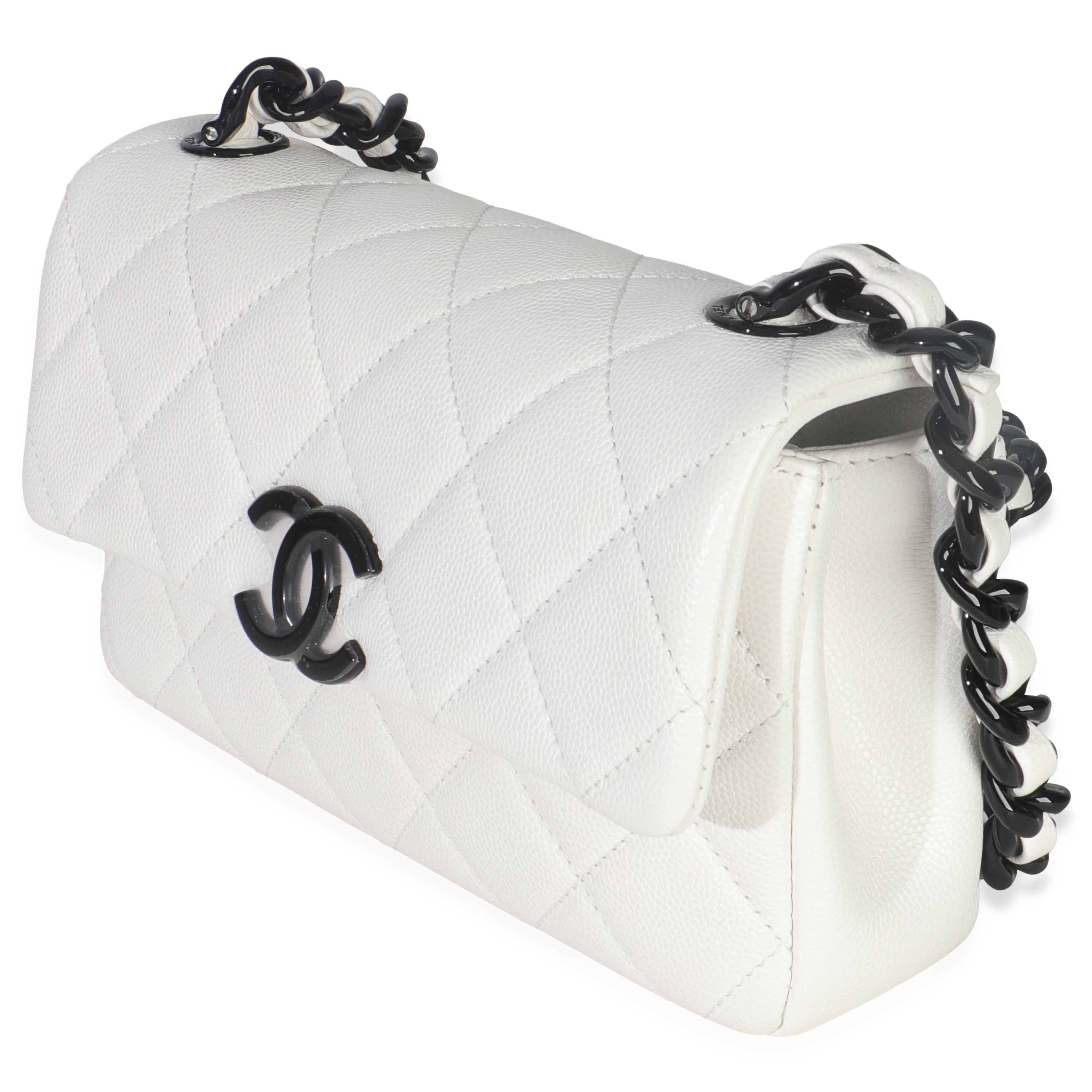 White Quilted Caviar Mini My Everything Flap Handbag
