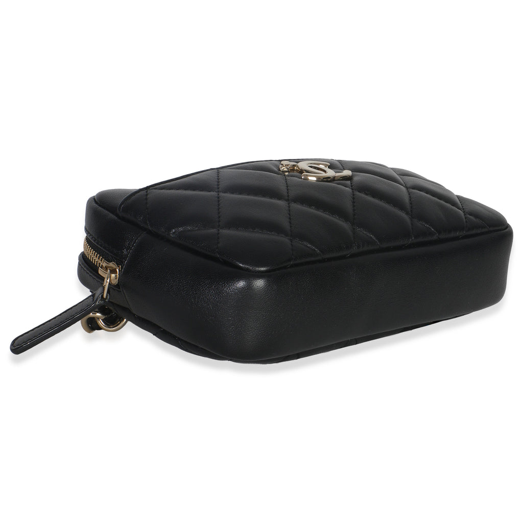 Black Quilted Lambskin Front Pocket Belt Bag