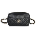 Black Quilted Lambskin Front Pocket Belt Bag