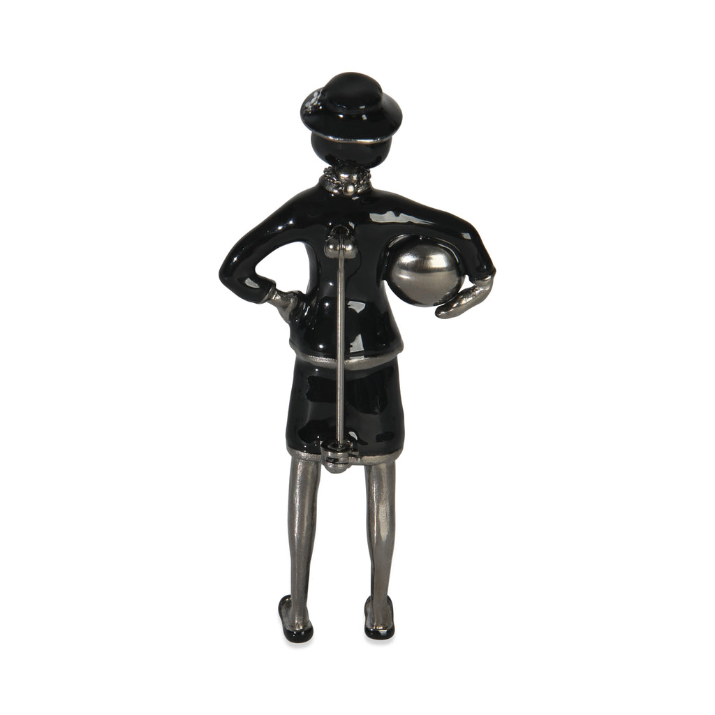2012 Faux Pearl & Enamel Mademoiselle Brooch Brooch