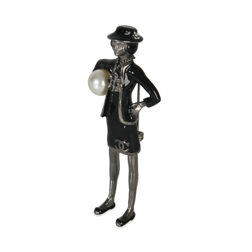 2012 Faux Pearl & Enamel Mademoiselle Brooch Brooch
