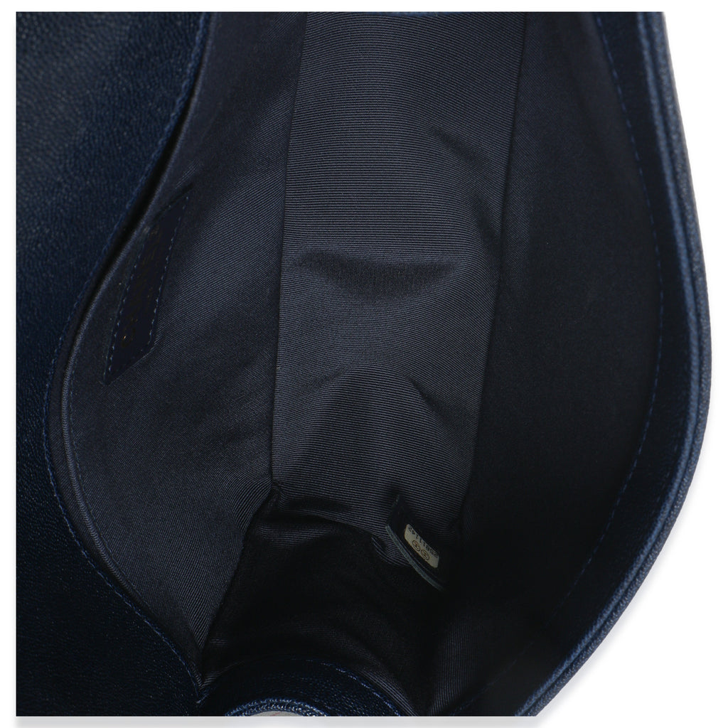 Navy Quilted Caviar Old Medium Boy Bag