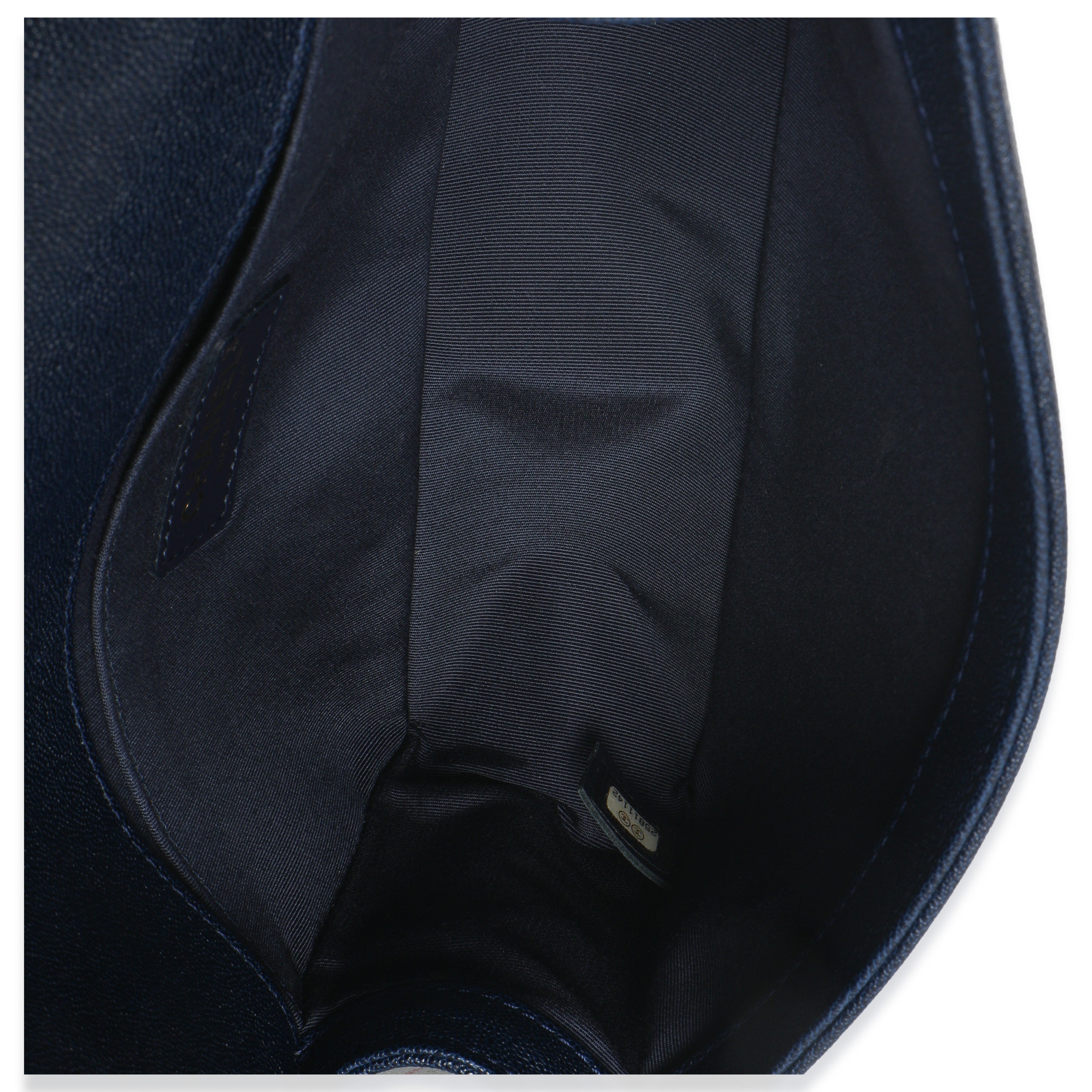 Navy Quilted Caviar Old Medium Boy Bag
