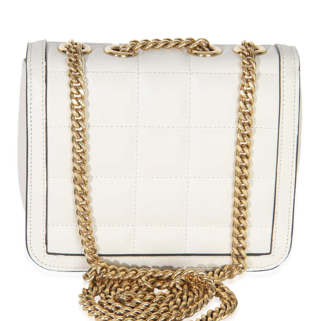 White Quilted Calfskin Mini Deco Chain Bag