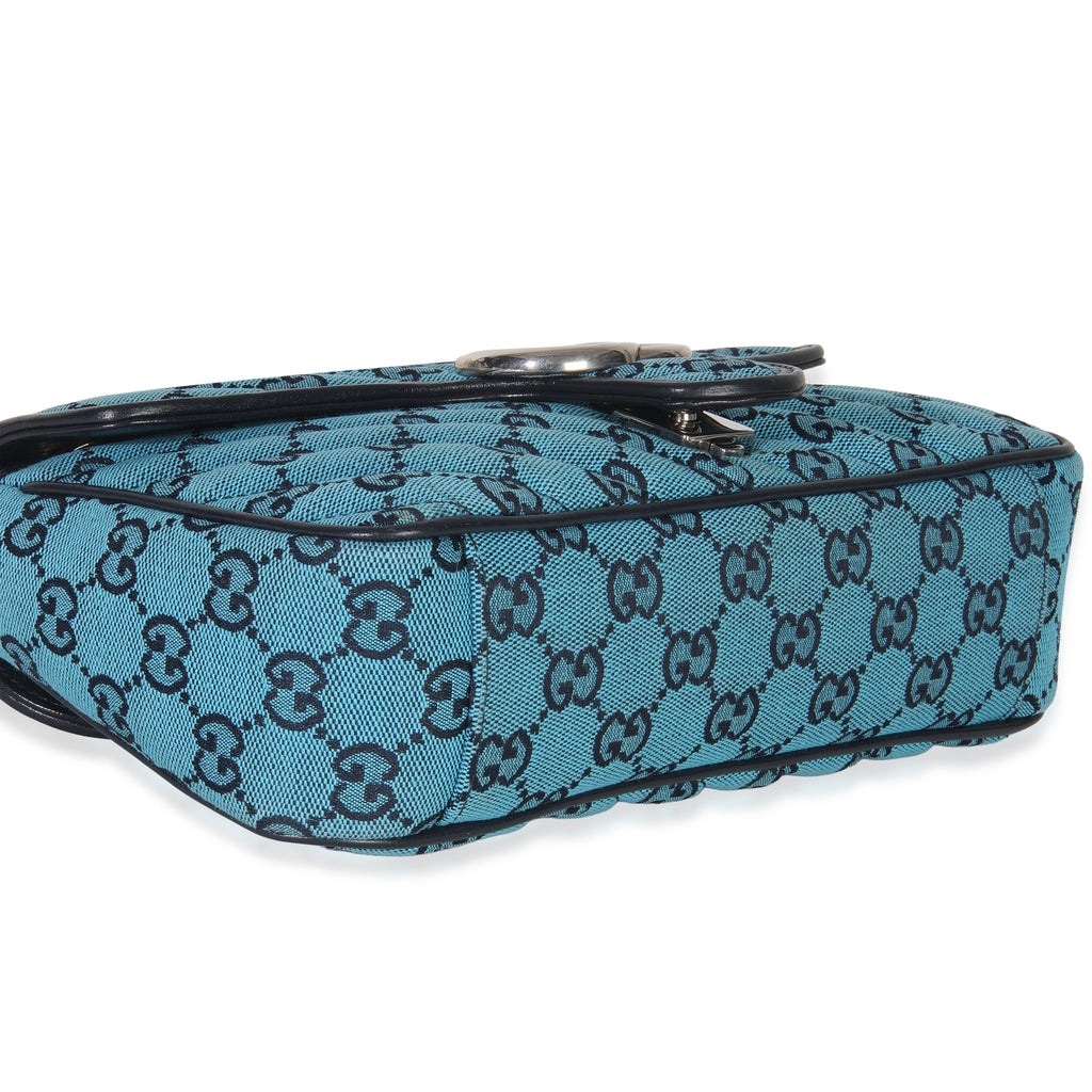 Blue GG Canvas Diagonal Small GG Marmont Bag