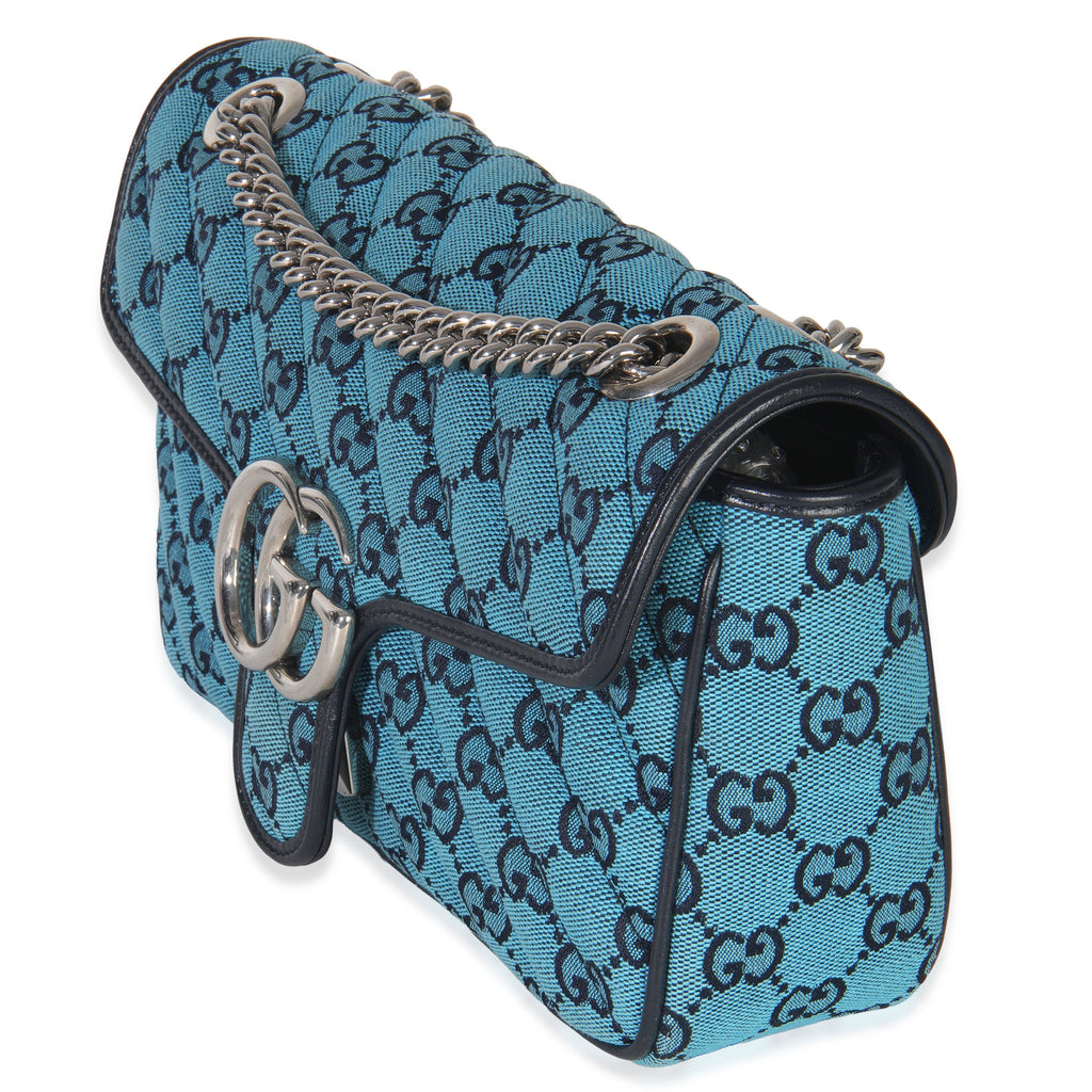 Blue GG Canvas Diagonal Small GG Marmont Bag