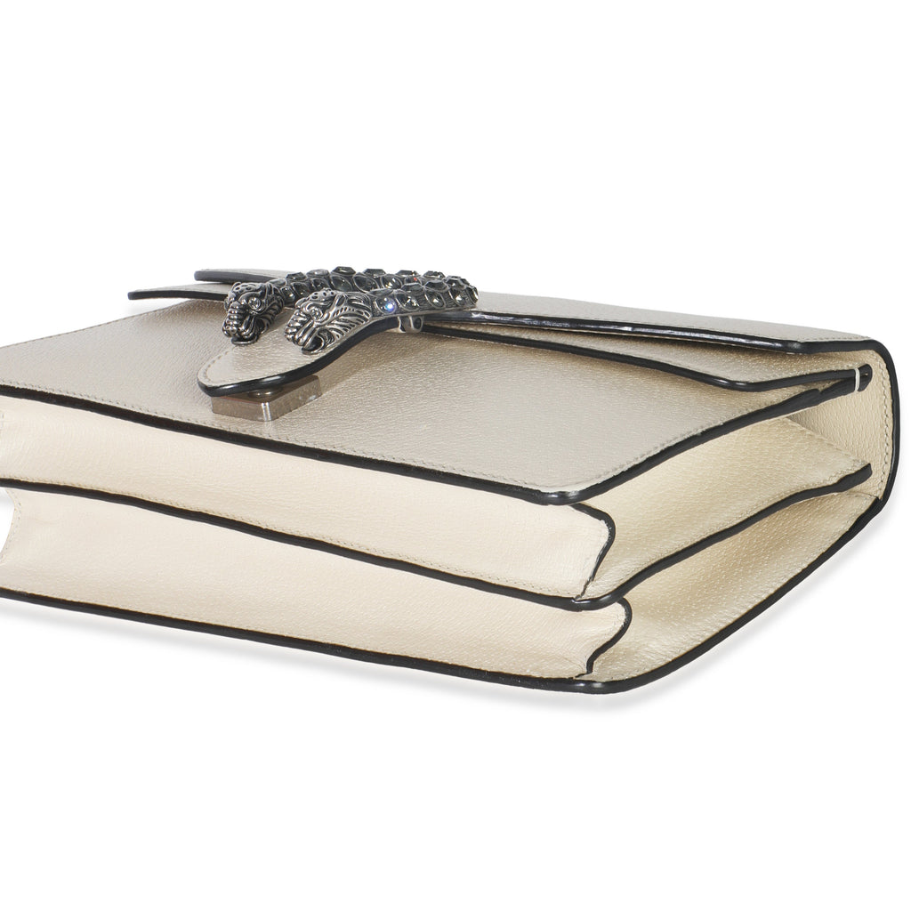 Mystic White Textured Calfskin Crystal Small Dionysus Bag