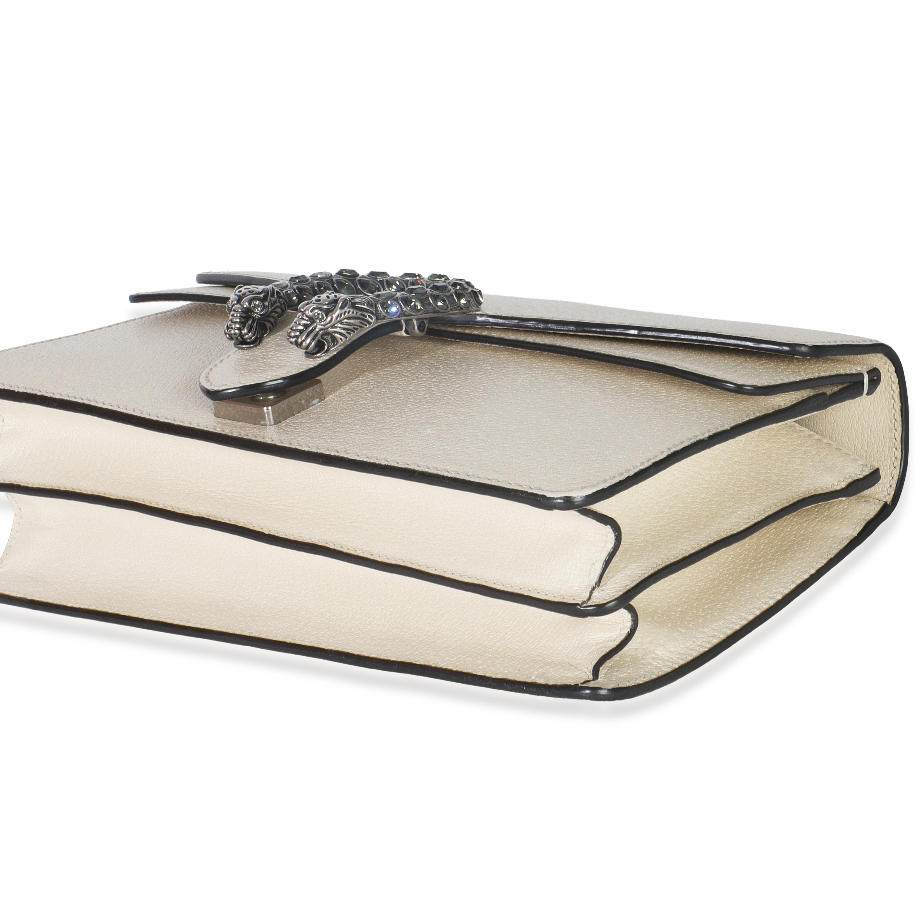 Mystic White Textured Calfskin Crystal Small Dionysus Bag