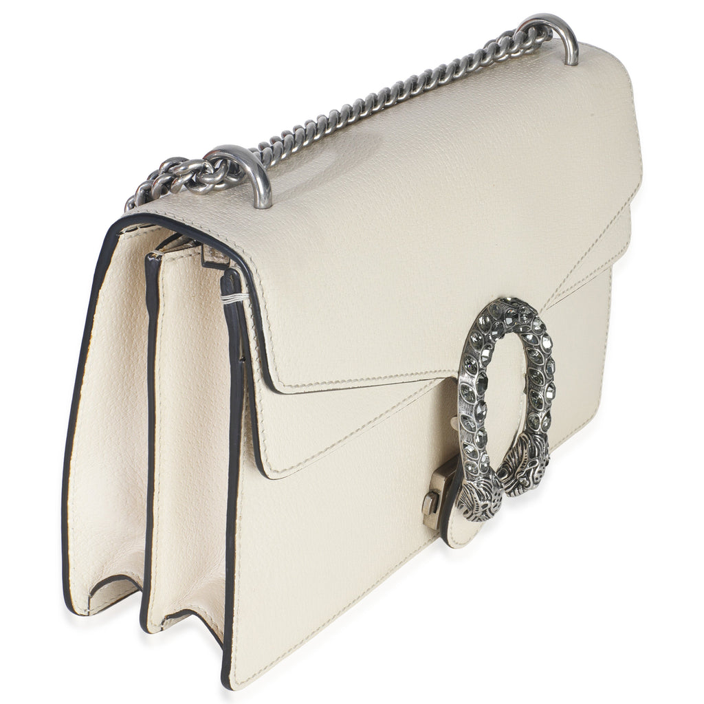 Mystic White Textured Calfskin Crystal Small Dionysus Bag