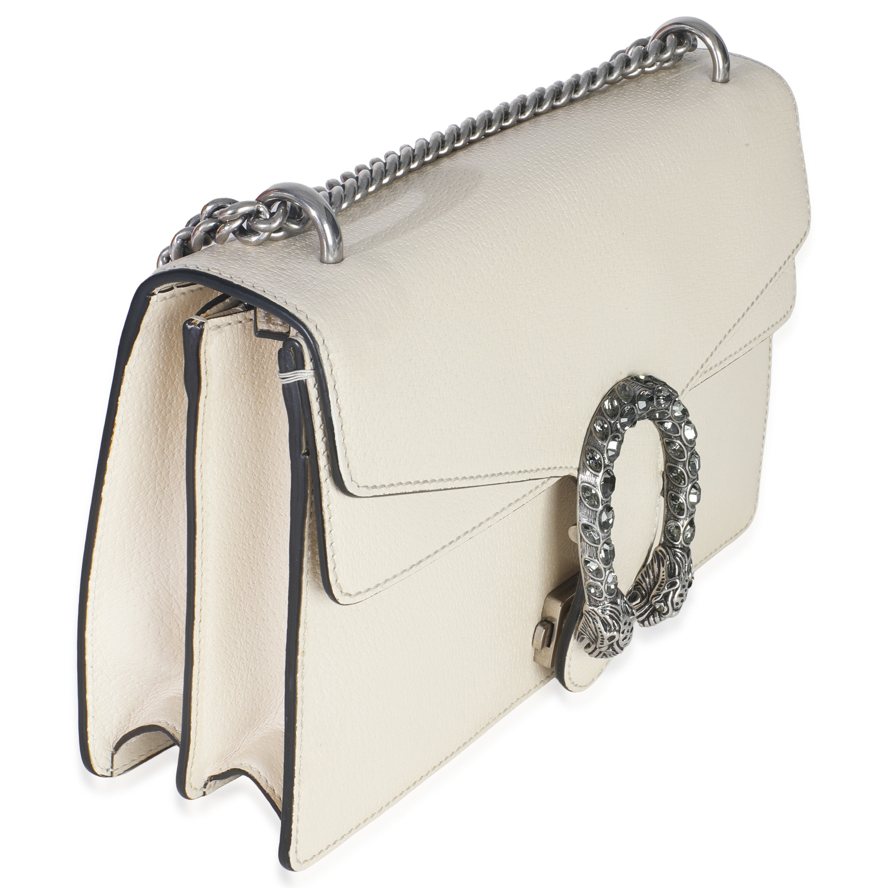 Mystic White Textured Calfskin Crystal Small Dionysus Bag
