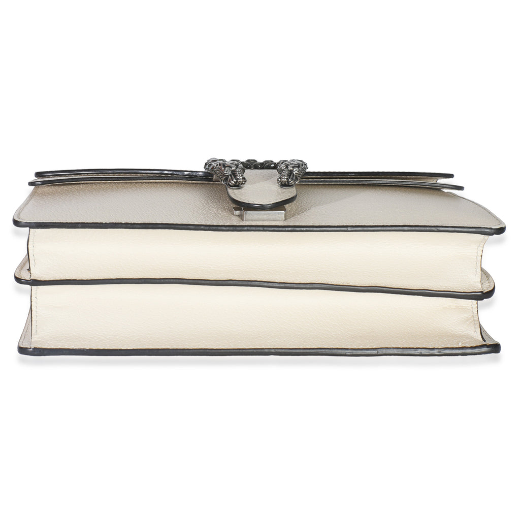 Mystic White Textured Calfskin Crystal Small Dionysus Bag
