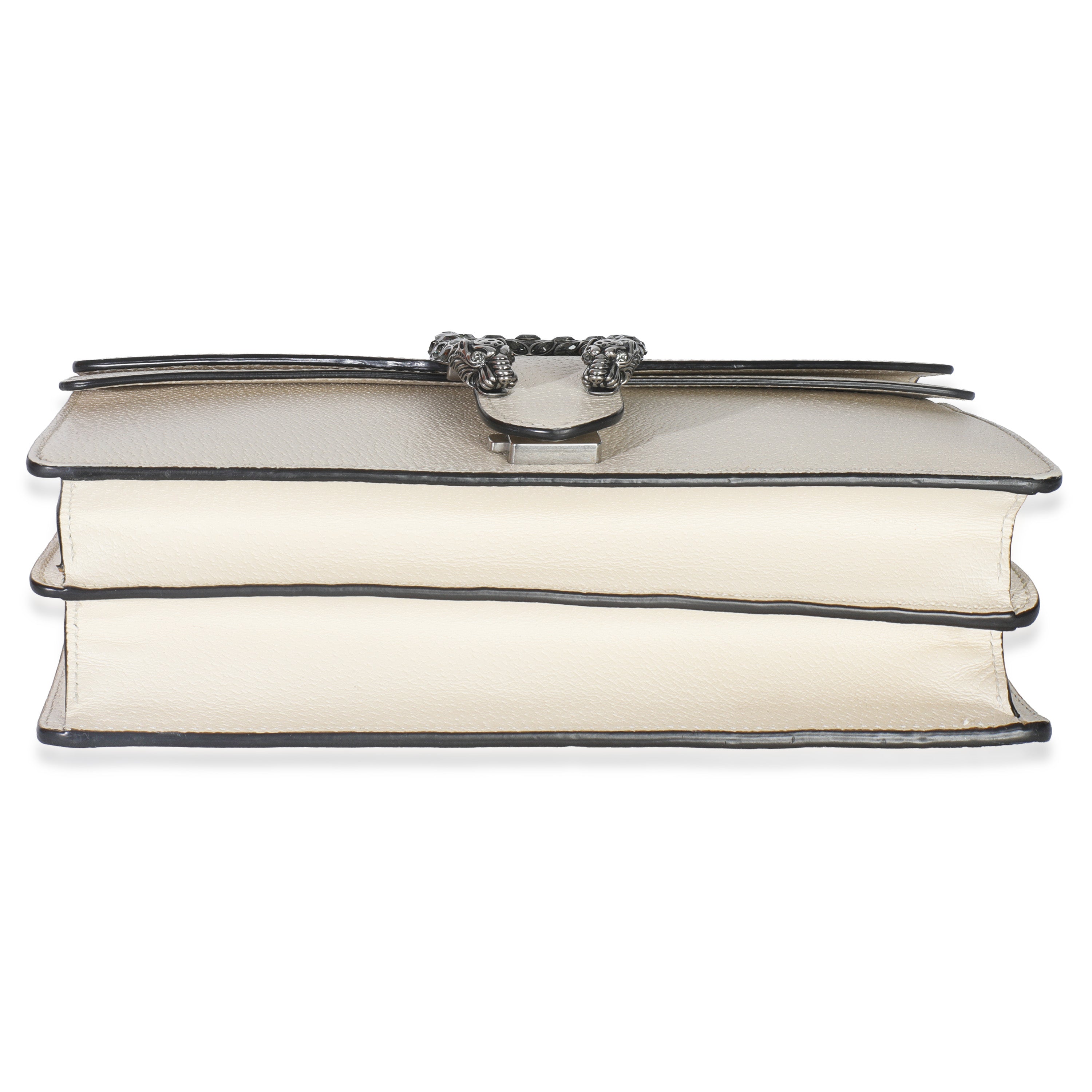 Mystic White Textured Calfskin Crystal Small Dionysus Bag