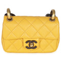 Yellow Quilted Lambskin Wenge Wood Mini Flap Bag