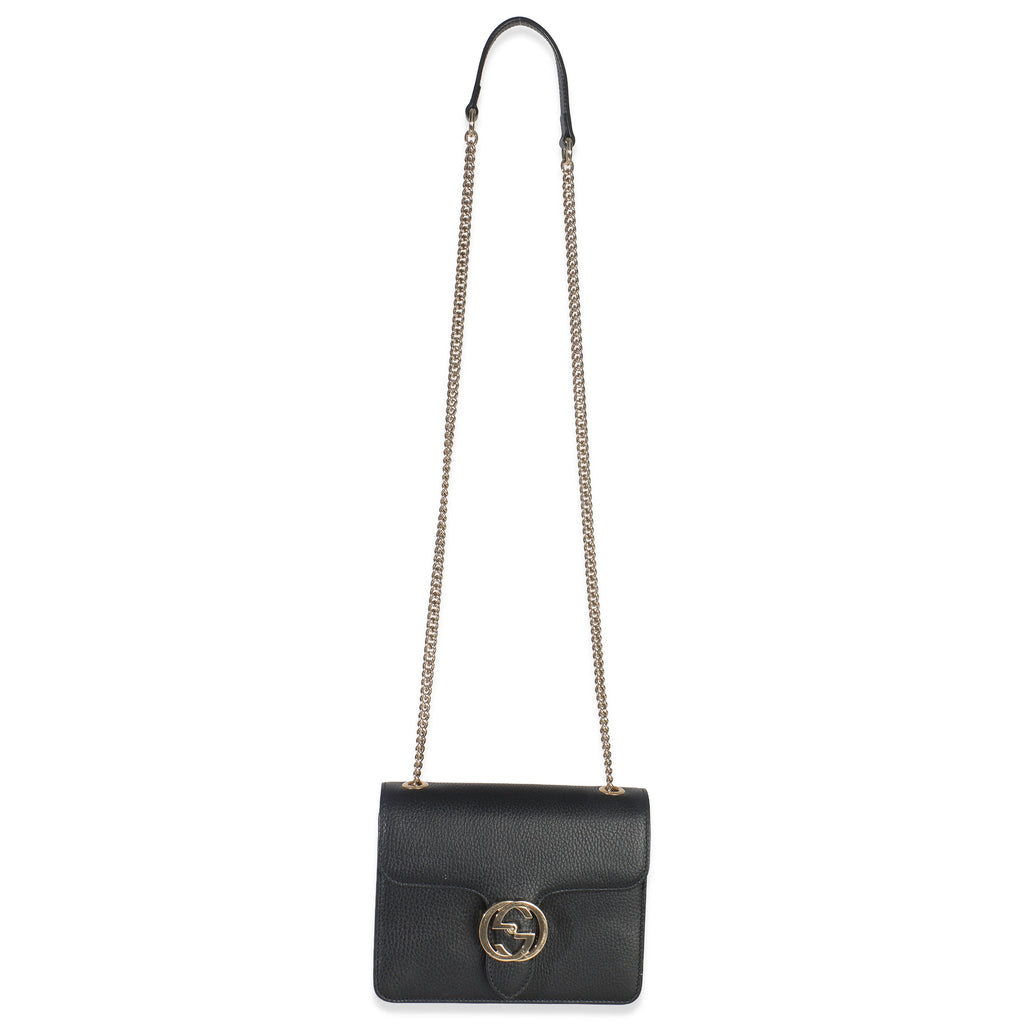 Black Dollar Calfskin Interlocking G Small Bag