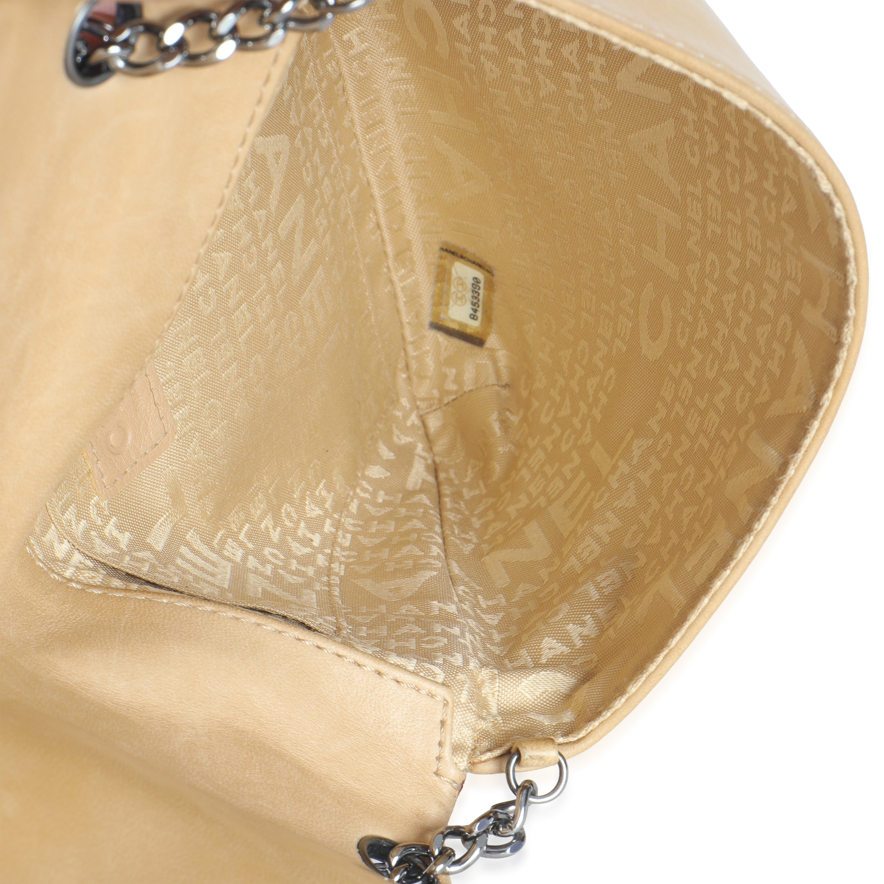 Vintage Beige Quilted Lambskin Square CC Flap Bag