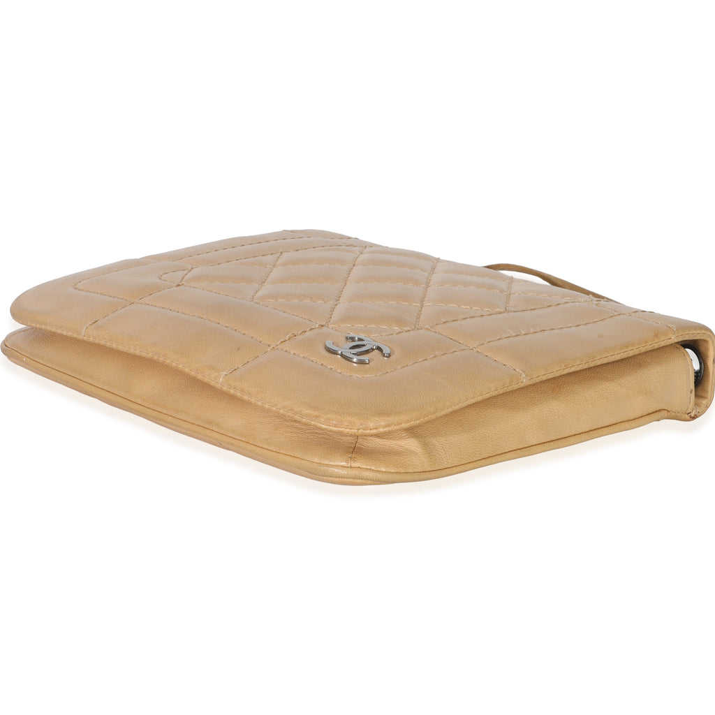 Vintage Beige Quilted Lambskin Square CC Flap Bag