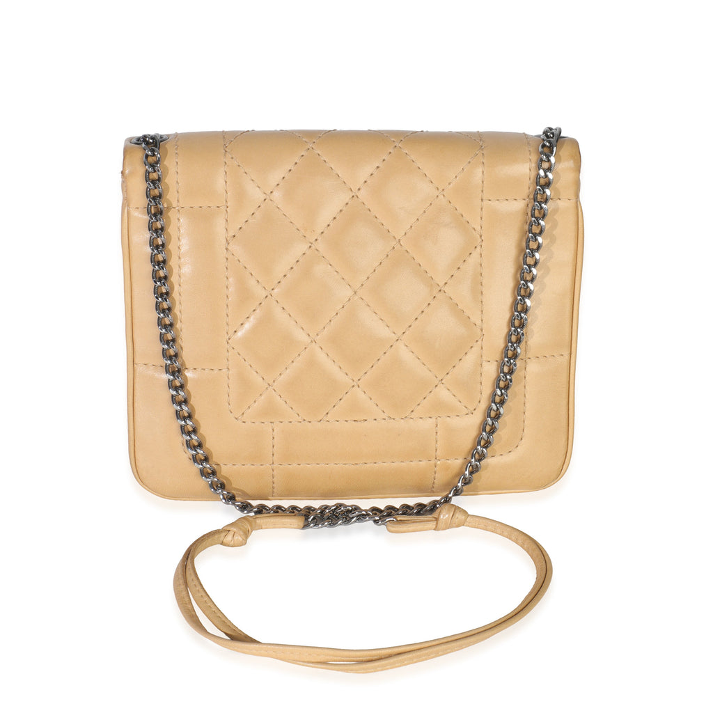Vintage Beige Quilted Lambskin Square CC Flap Bag