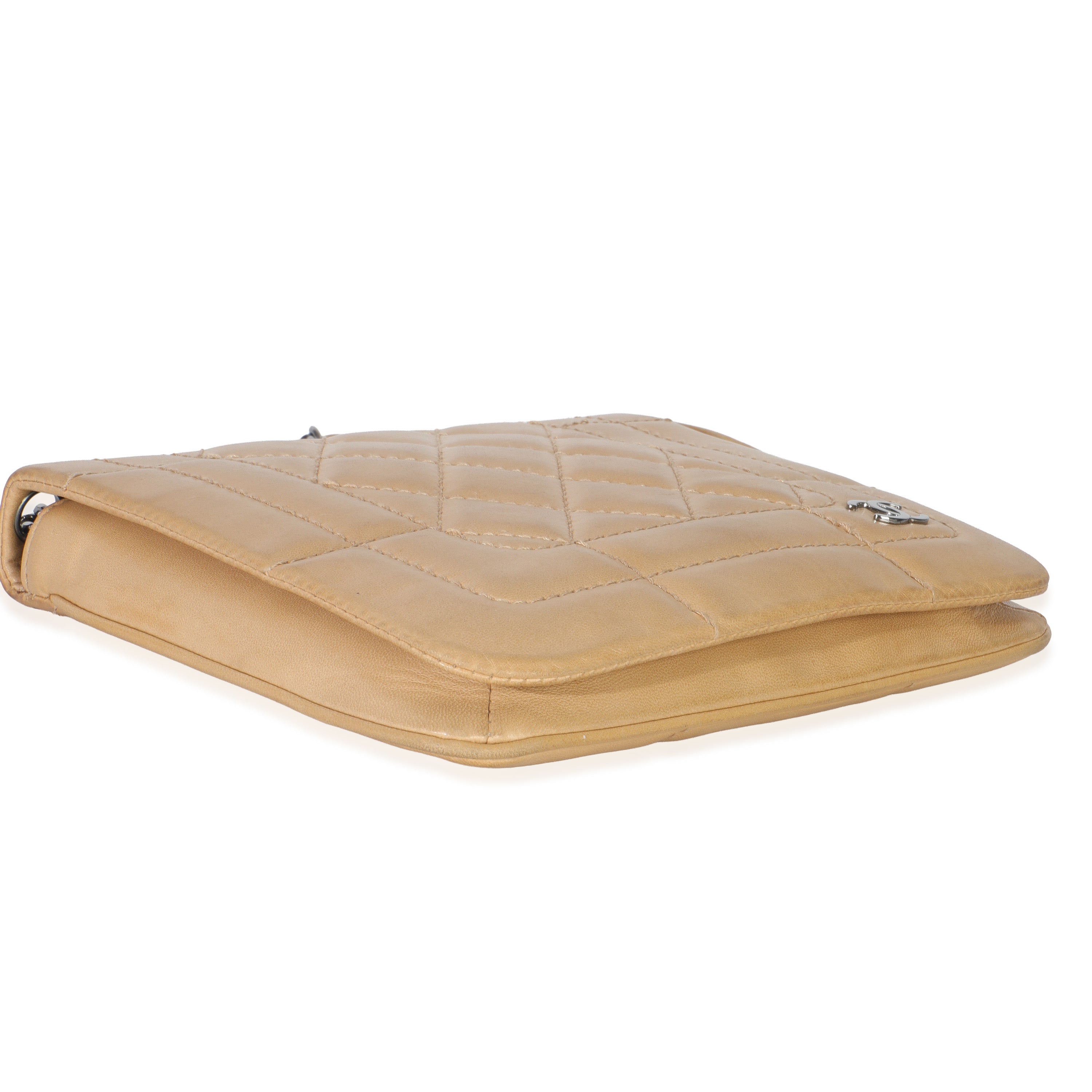 Vintage Beige Quilted Lambskin Square CC Flap Bag