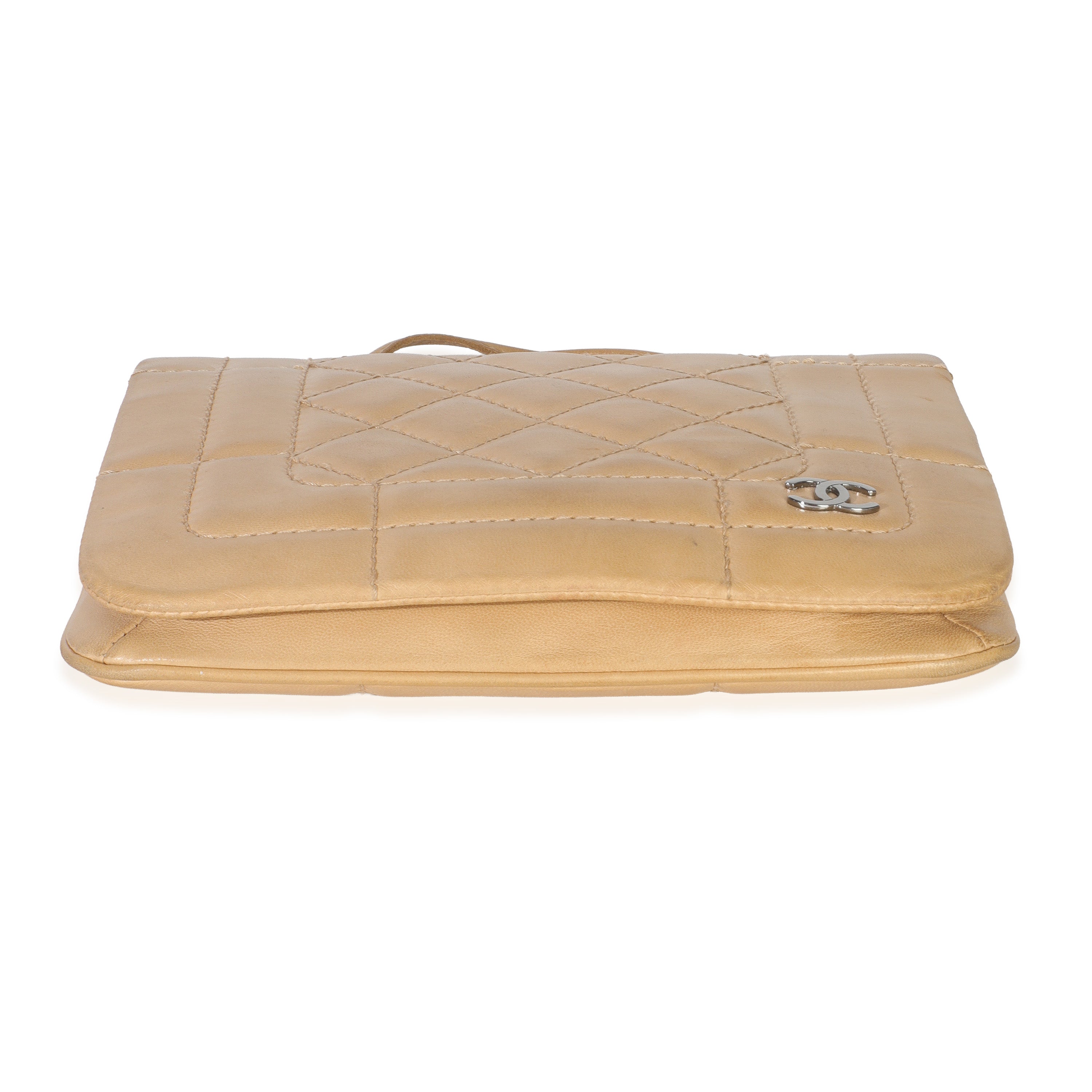 Vintage Beige Quilted Lambskin Square CC Flap Bag