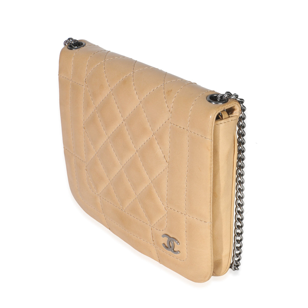 Vintage Beige Quilted Lambskin Square CC Flap Bag