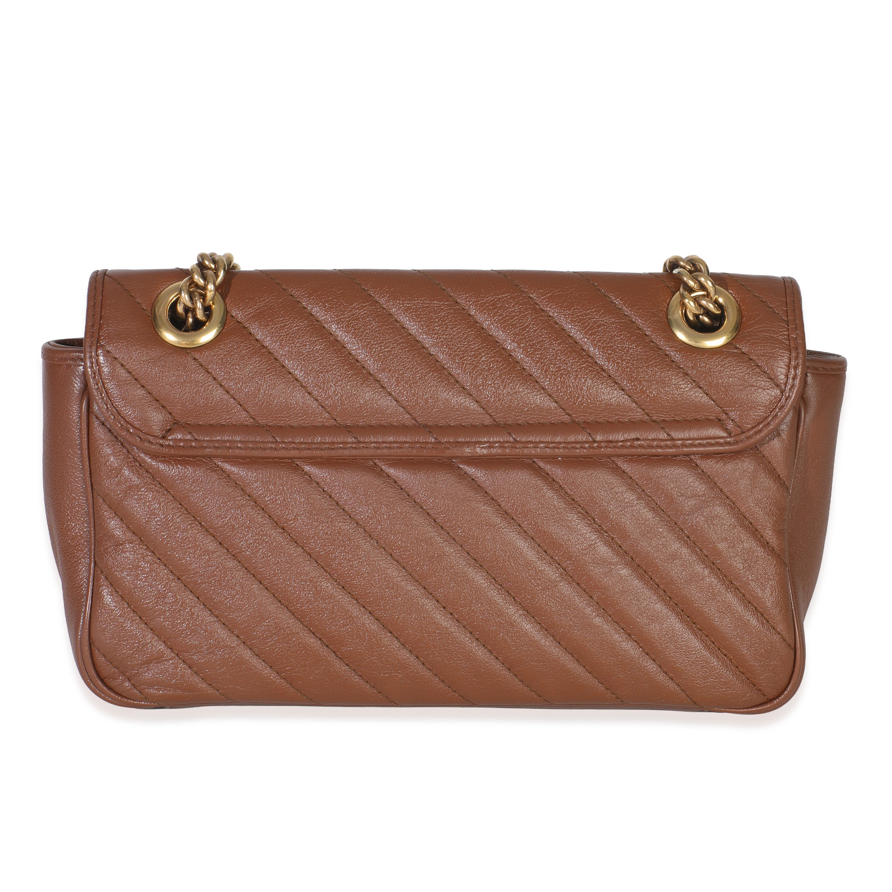 Brown Diagonal Matelasse Quilted Calfskin Small Marmont Shoulder Bag