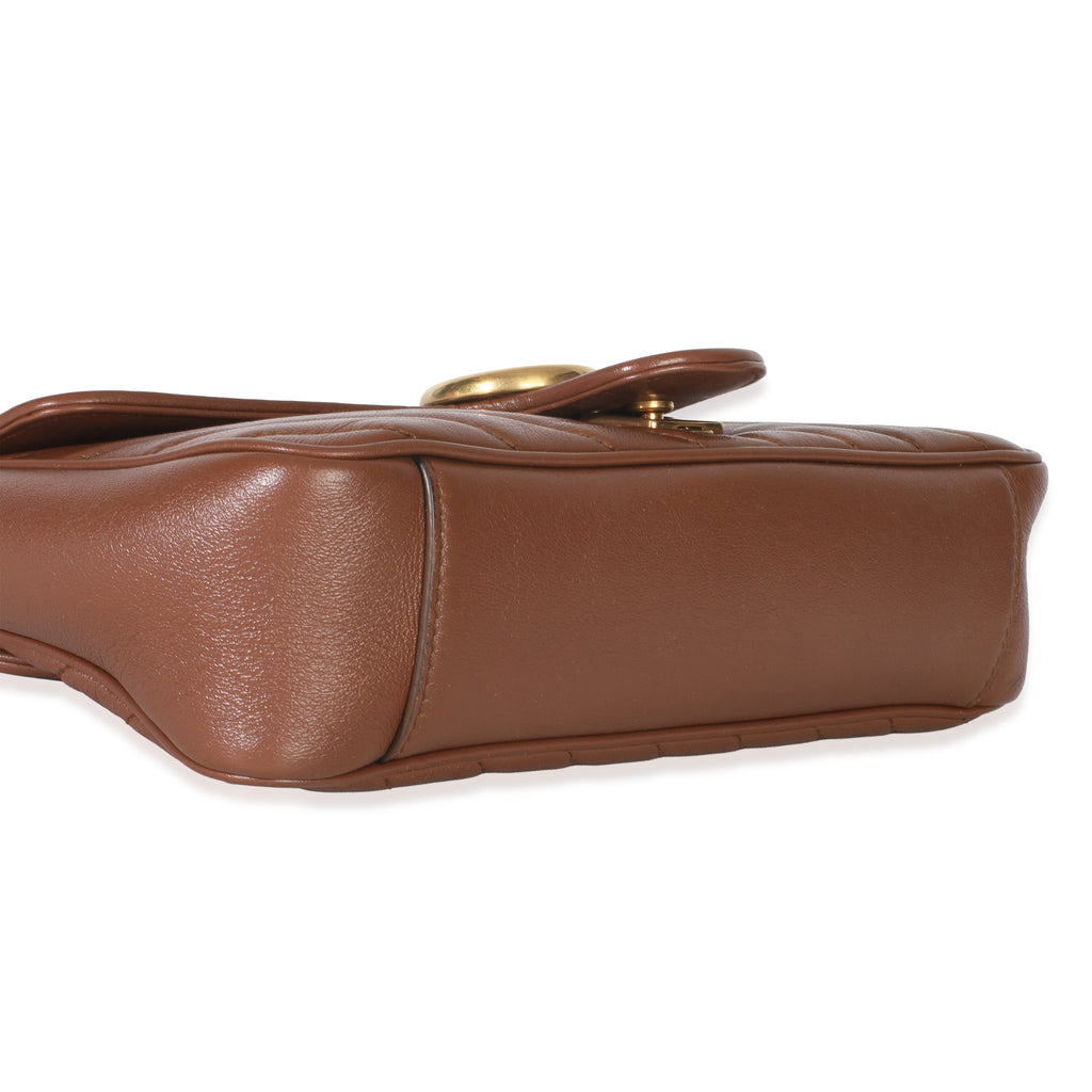 Brown Diagonal Matelasse Quilted Calfskin Small Marmont Shoulder Bag