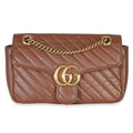 Brown Diagonal Matelasse Quilted Calfskin Small Marmont Shoulder Bag