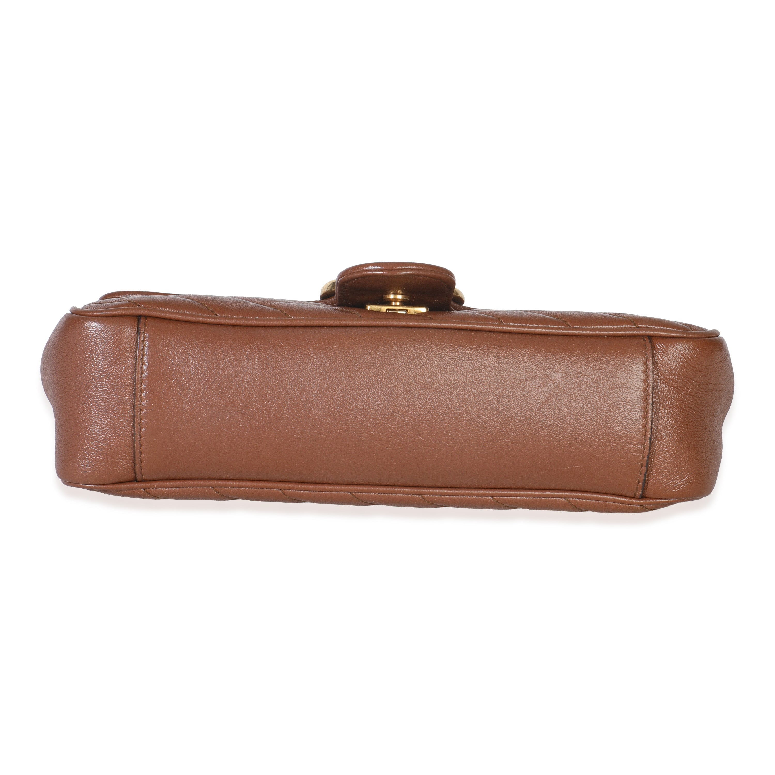 Brown Diagonal Matelasse Quilted Calfskin Small Marmont Shoulder Bag