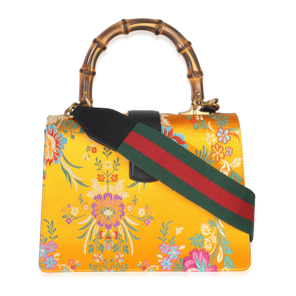 Yellow Satin Calfskin Bamboo Web Tokyo Medium Dionysus Top Handle Bag