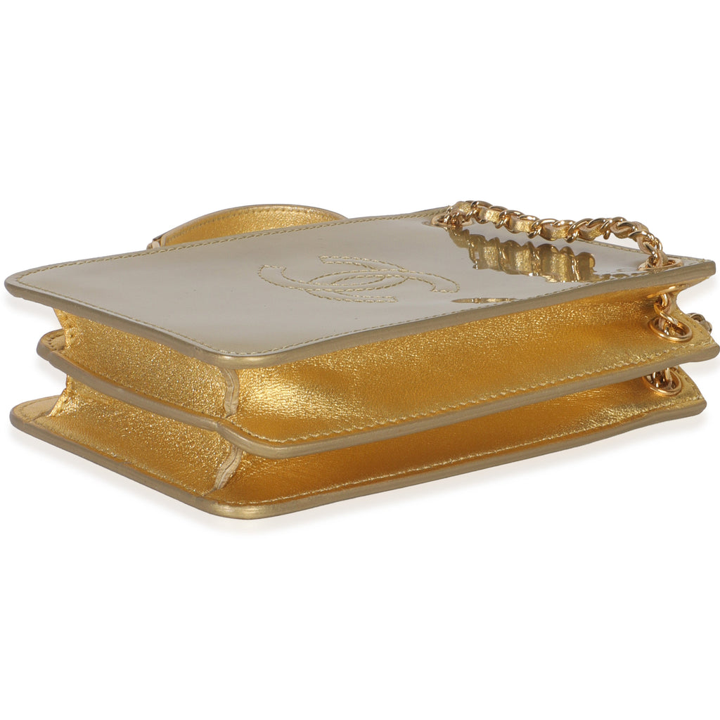 Gold Patent CC Phone Holder Crossbody