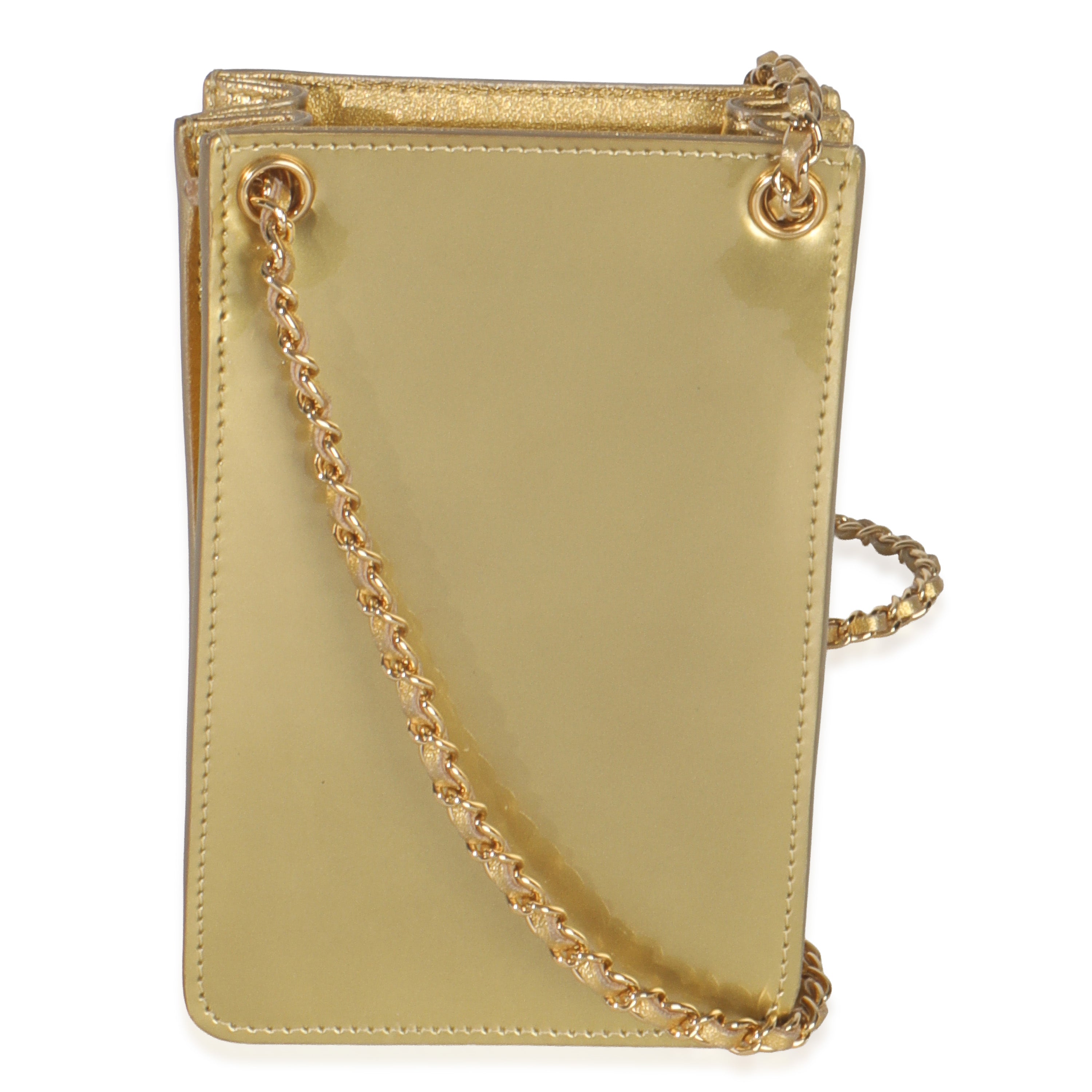 Gold Patent CC Phone Holder Crossbody