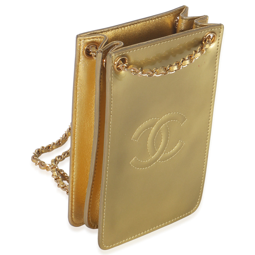 Gold Patent CC Phone Holder Crossbody