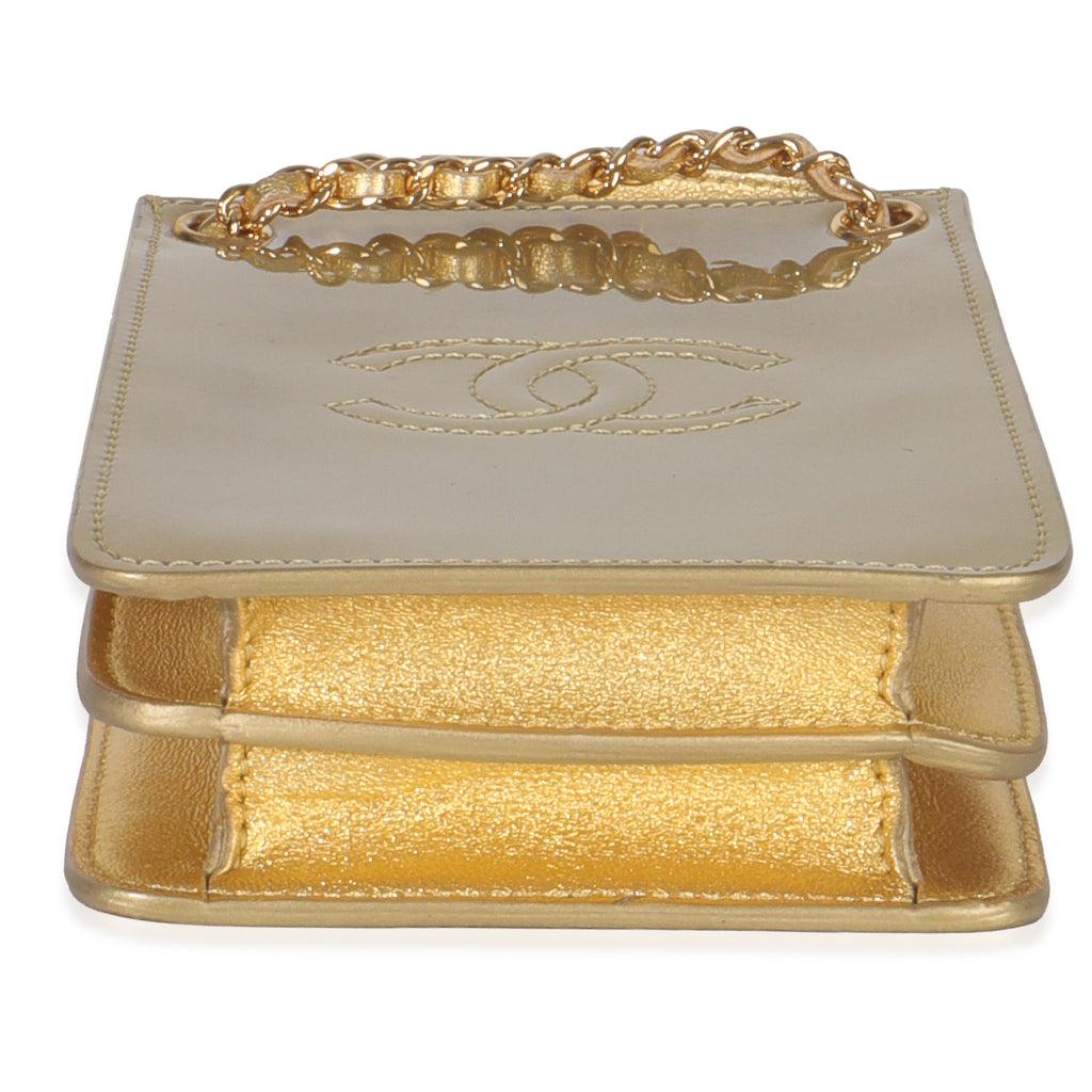 Gold Patent CC Phone Holder Crossbody