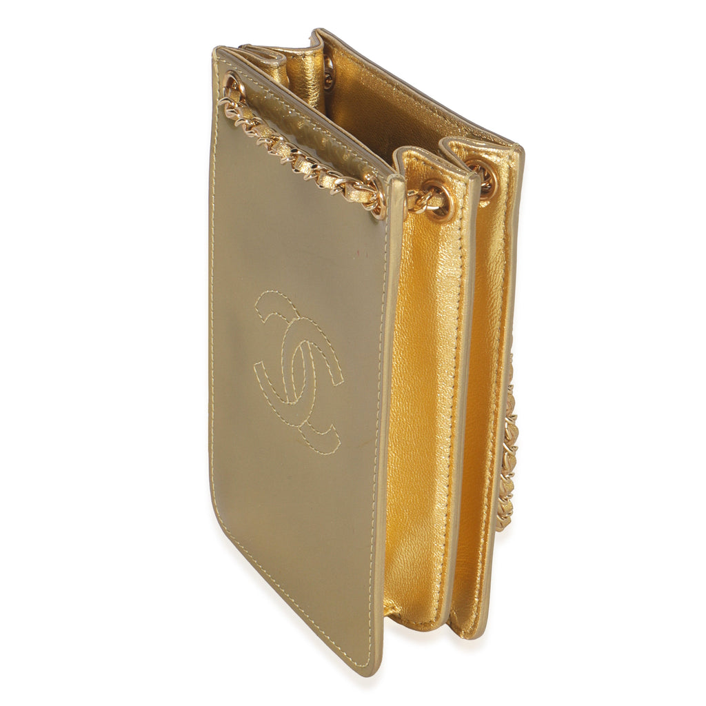 Gold Patent CC Phone Holder Crossbody